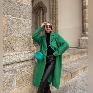 H&M Double Breasted Coat - Emerald Green - SIze M
